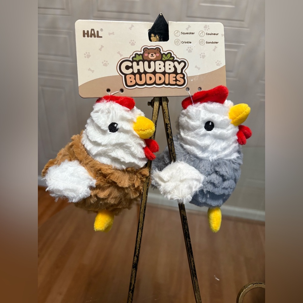 Hal Chubby Buddies ~SqueakyCrinkle Dog Toy. Birds 6”